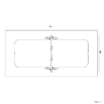 Bemaßte Draufsicht auf Doppelschaukel mit Aufhänghöhe 2 m