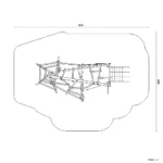 Bemaßte Draufsicht auf Klettergerüst Faultier