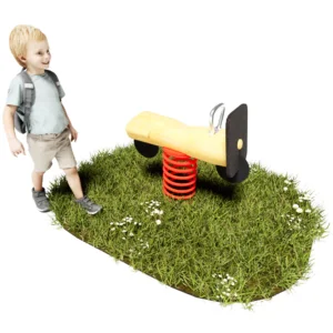 Federwippe Roller im Retro-Look aus Robinie auf grüner Wiese