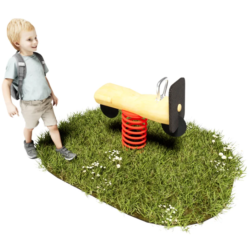 Federwippe Roller im Retro-Look aus Robinie auf grüner Wiese