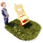 Rustikale Federwippe Schaukelstuhl aus Robinienholz auf massiver Schwingfeder