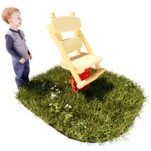 Rustikale Federwippe Schaukelstuhl aus Robinienholz auf massiver Schwingfeder