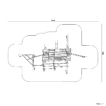 Bemaßte Draufsicht auf Floss mit Dach