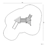 Bemaßte Draufsicht auf Kleinkinder-Spielanlage mit Dreiecktürmen