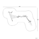 Bemaßte Draufsicht auf Klettergerüst Gecko