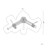 Bemaßte Draufsicht auf Spielturmanlage Lambda
