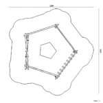 Bemaßte Draufsicht auf Motorikpfad Fünfeck