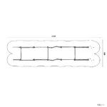 Bemaßte Draufsicht auf Ninja-Strecke Motorikpfad mit zwei parallelen Trassen