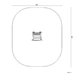 Bemaßte Draufsicht auf Federwippe Schaukelstuhl