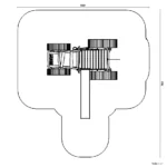 Bemaßte Draufsicht auf Traktor