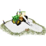 Robinienspielgerät Traktor in Grün-Gelb mit Edelstahlrutsche