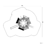 Bemaßte Draufsicht auf Spielturm Vulkan