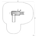 Bemaßte Draufsicht auf kleine Sandbaustelle